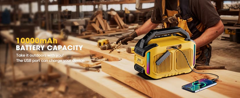 Speakers Bluetooth Wireless: 80W(Peak) Loud Speaker with Bass, 20H Playtime, IPX6 Waterproof, Large Jobsite Speakers for Work, Outdoor, Workshop, Garage, Portable Speaker with TWS (Black)