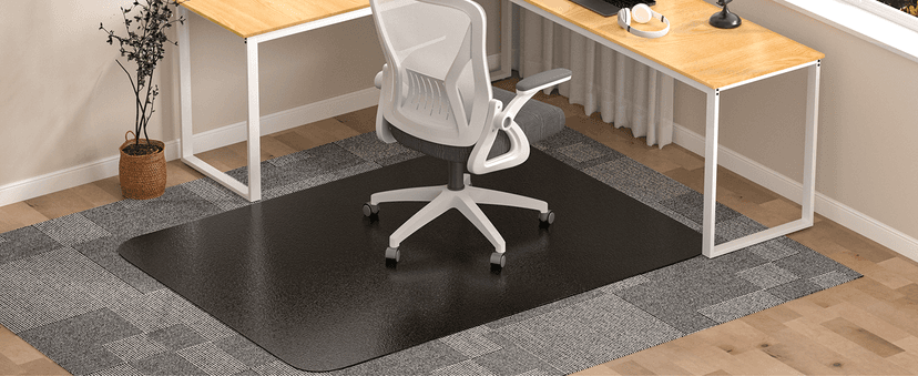 Office Chair Mat for Carpet 48”x 60”, Heavy Duty Desk Chair Mat for Low Pile Carpet with Cleats, Black Plastic Floor Mat for Gaming Chair, Smooth Rolling Carpet Chair Mat Protector