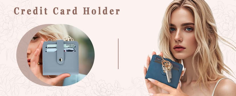 Airkit Small Wallets Woman RFID Blocking Leather Credit Card Holder - with ID Window - Card Wallets for Women - with Zipper Coin Purse - Keychain Wallet
