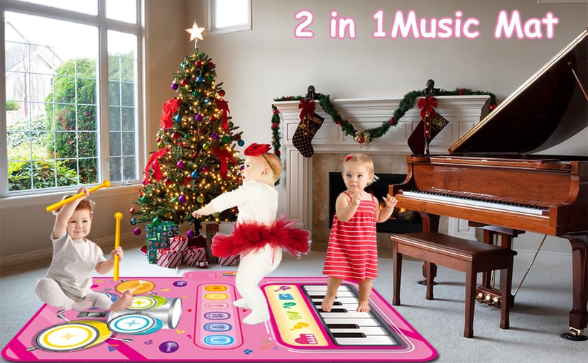 Toys for 1 Year Old Girl Gifts,2 in 1 Piano Mat Montessori Toys for 1 2 Year Old Girl,Educational Musical Toy First Birthday Gifts for 1 2 3 Year Old Girls,Christmas Stocking Stuffers for Toddler Girl