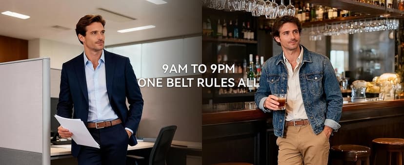 CHAOREN Leather Dress Belt Men 2 Pack - 1 3/8" Mens Belts for Work Business Casual Jeans