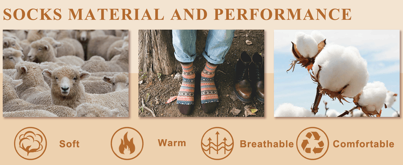 Senker Fashion Womens Wool Socks, Stocking Stuffers Gifts for Women Men Warm Soft Crew Boot Sock for Winter Hiking