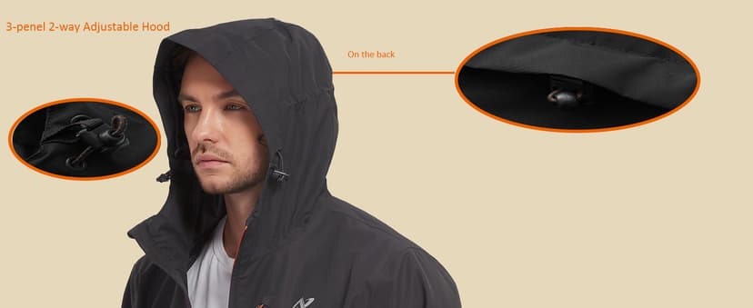 NORDIC OUTLAND Mens Lightweight Hooded Waterproof Rain Jacket Breathable Raincoat Shell for Outdoor Mountain Hiking