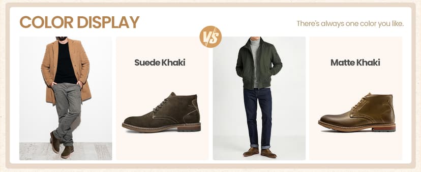 Arkbird Mens Chukka Boots, Genuine Suede Leather Classic Fashion Casual Ankle Lace-up Dress Boots for Men