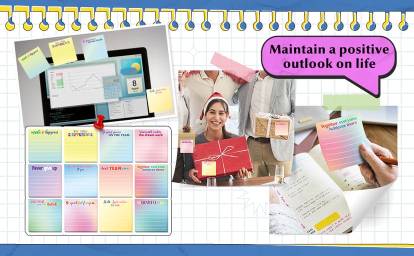 Yinder 24 Pcs Inspirational Sticky Notes with Lines Cute Motivational Sticky Notes Pad Employee Appreciation Gifts Bulk for Teacher Nurse Coworkers Office 3 x 3''(Dark Color,Appreciation)