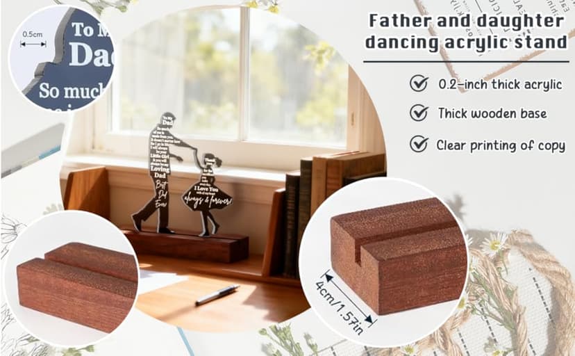 Dad Gifts from Daughter for Birthday Father's Day Christmas Valentine's Day Easter Present - Meaningful Sentimental Dancing Acrylic Plaque Keepsake Desk Decor for Bonus Step Papa Daddy