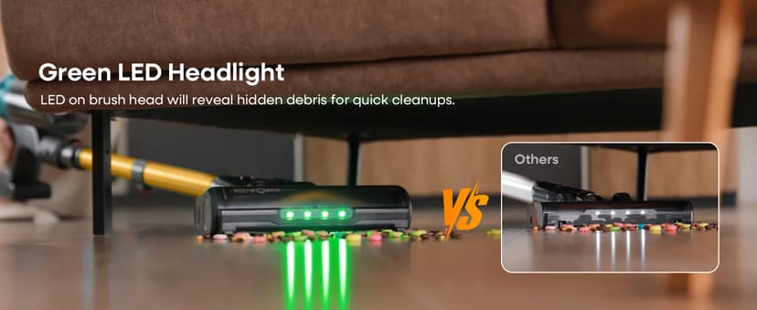 ElecKeys Cordless Vacuum Cleaner, 600W 50KPA 70Mins Self-Standing Vacuum Cleaners for Home, Stick Vacuum with Touch Screen, Upgraded Anti-Tangled Vacuum Cordless for Pet Hair, Floors, Carpets, Gold