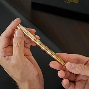 Scriveiner Silver Chrome Rollerball Pen - Stunning Luxury Pen, Real Gold Plating, Schmidt Ink Refill, Best Roller Ball Pen Gift Set for Men & Women, Professional, Executive Office, Fancy Pens