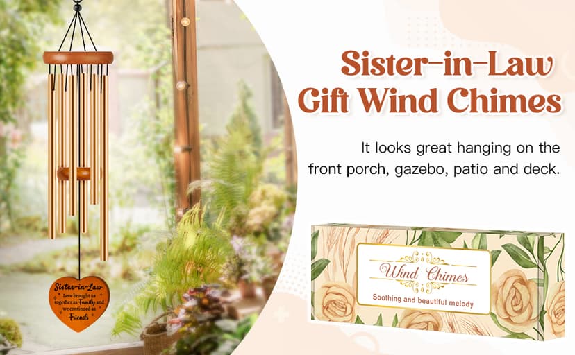 Sister in Law Gifts, Best Sister in Law Christmas Funny Gift - Wind Chimes, Birthday, Mothers Day, Wedding, Engagement, Thanksgiving Gifts