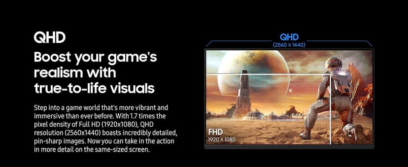 SAMSUNG 27” Odyssey G5 G53F QHD Resolution Gaming Monitor, HDR10, 200Hz Refresh Rate, IPS Panel, AMD FreeSync™ Premium, Black Equalizer, Auto Source Switch, LS27FG532ENXZA