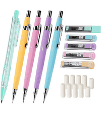 Mr. Pen- Metal Mechanical Pencil Set with Lead and Eraser Refills, 5 Sizes, 0.3, 0.5, 0.7, 0.9, 2mm, Drafting, Sketching, Architecture, Drawing Metal Mechanical Pencils