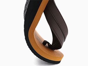 KuaiLu Men's Yoga Mat Leather Flip Flops with Arch Support Comfortable Cushion Walking Thong Sandals Slip On Indoor Outdoor