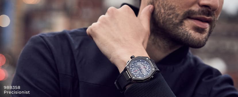 Bulova Men's Icon High Precision Quartz Chronograph Watch, Curved Mineral Crystal