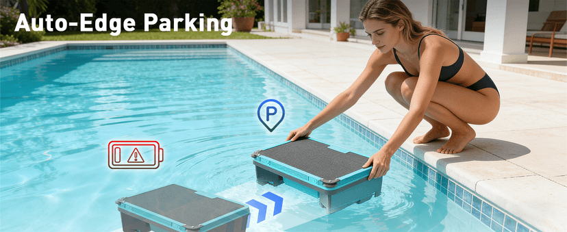KKI Solar Robotic Pool Skimmer, Cordless Pool Cleaner Vacuum with App & Remote Control,for Inground & Above Ground Pools,Self-Parking