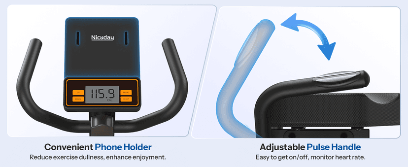 Niceday Recumbent Exercise Bike, Recumbent Bike for Home, Recumbent Stationary Bike 400LBS Weight Capacity, Magnetic Recumbent Bike with Smart APP, LCD Monitor, Heart Rate Handle