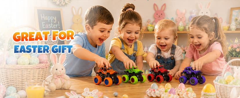 4 Pack Monster Trucks Toys for Boys 2 3 4 5 6 7 Year Old, Friction Powered Pull Back Car Toys for Toddlers Kids Ages 3-5 2-4 4-7, Best Birthday Christmas Party Gift for Boys and Toddlers B07SRZ87DF