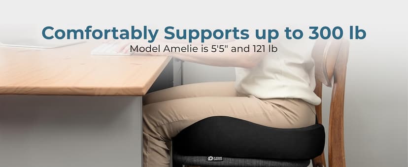 5 STARS UNITED Seat Cushion - Memory Foam Chair Cushion for Tailbone Pain Relief - Ergonomic Support for Coccyx, Sciatica & Butt - Office, Desk & Gaming Chair, Car Seat, Wheelchair, Airplane, Black