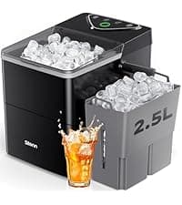 Silonn Battery-Powered Ice Maker with 4-Power, RV Ice Maker Countertop 12V/24V Car Charger 100-240V AC Solar-Ready, Portable Ice Machine 9 Cubes/6 Mins 22lbs/Day Auto-Clean for Camping RV Home Outdoor