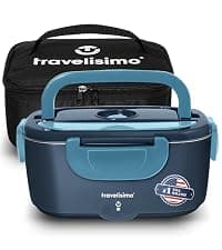 TRAVELISIMO Electric Lunch Box for Adults 100W Heated Lunch Box For Men 1.5L Stainless Steel Portable Food Warmer, 12/24/110V for Travel & Work, Loncheras Electricas Para Calentar almuerzo B0BZ3NCPB7