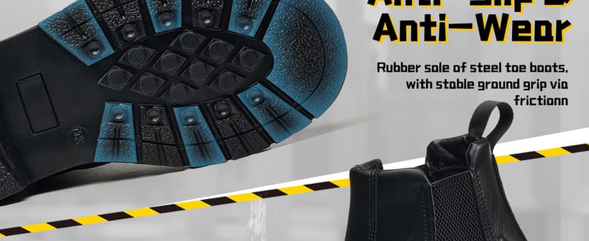 ZBVB Unisex-Adults Steel Toe Chelsea Boots, Men's Industrial Construction Shoes, Waterproof, Lightweight, Comfortable, Non-slip Safety Boots