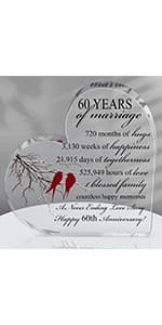 Qunclay 50th Years of Marriage Gift Wedding Anniversary Souvenir Heart Marriage Keepsake Decoration Present for Couple Parent Women Mom Husband Wife He She Friend Grandparents