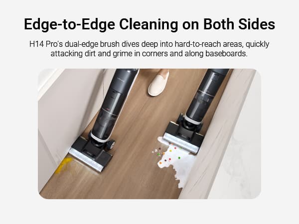 DREAME H14 Pro Wet Dry Vacuum Cleaner, 180° Lie-Flat Vacuum Mop, 140°F Washing and Fast Hot Air Drying, Powerful 18kPa Suction Floor Cleaner Machine, Easy GlideWheel Movement, Smart App Control