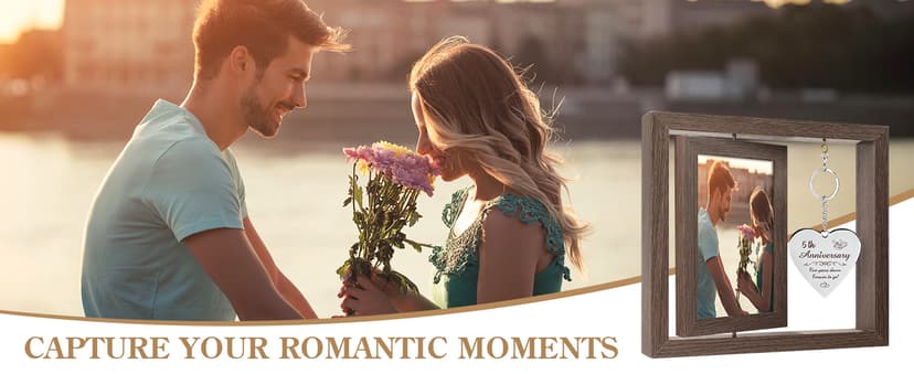 5 Year Aniversario Gift for Her 5yr Anniversary Picture Frame Wood Gifts for 5th Anniversary Wedding Photo Frames Gift for Wife 5 Year Anniversary Decorations for Couple Wedding Anniversary