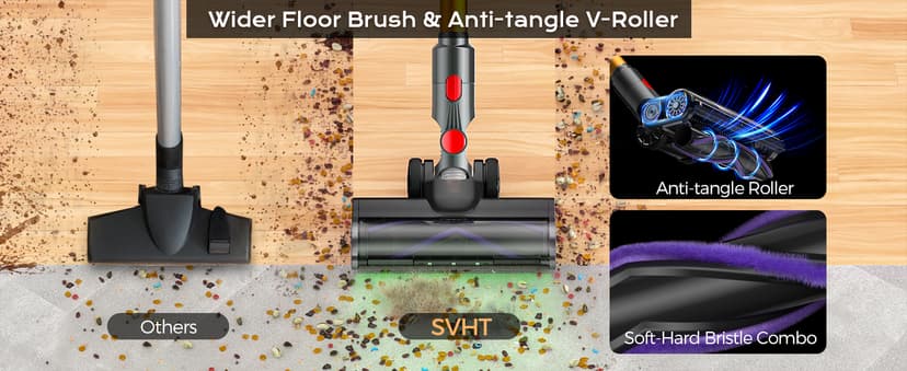 Cordless Vacuum Cleaner, 450W 40KPA Vacuum Cleaners for Home, 45Mins Lightweight Stick Vacuum with Advanced Green Light Tech, Rechargeable Battery Vacuum for Carpet,Pet Hair,Hardwood Floor