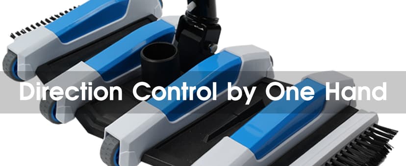 Enhanced Pool Vacuum Head with Direction-Control Handle - Extra-Wide 4LB Professional Weighted Vac Heads Brush & Wheels for Vinyl Liner-Deep Cleaning for Inground & Above Ground Swimming Pool - Blue