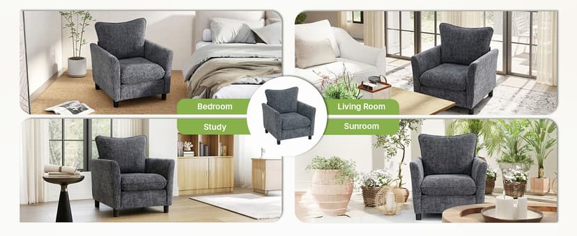 Accent Chairs for Living Room Chairs, Reading Chair Mid Century Modern Chair, Soft Chenille Sofa Chair, Upholstered Arm Chair Comfy Chair Side Chair