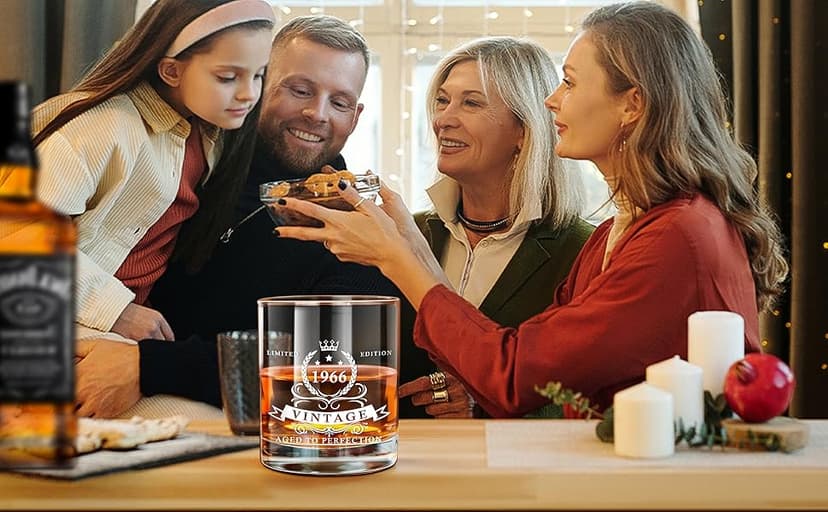 LIGHTEN LIFE 80th Birthday Gifts for Men 12 oz,1945 Whiskey Glass in Valued Wooden Box,Birthday Bourbon Glass for 80 Years Old Dad,Husband,Friend,80th Bday Gift Ideas