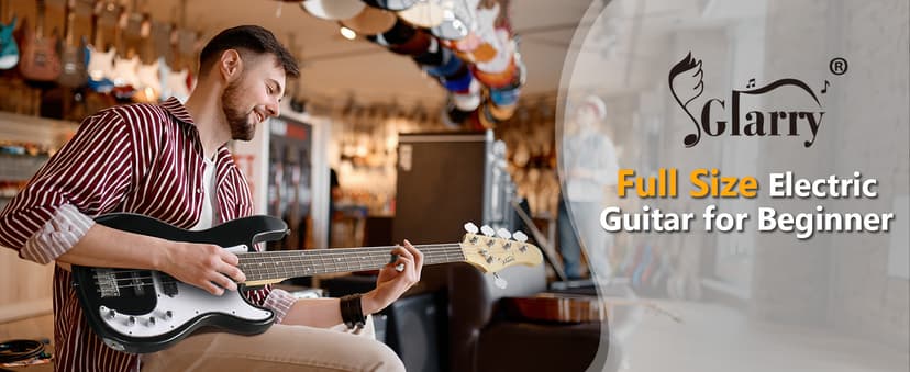 Glarry 5 String Electric Bass Guitar, Full Size Right Handed Rosewood Fretboard Bass Kit with Strap, Cable and Pick (GJazz - Dark Blue)