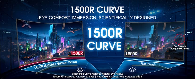 SANSUI 27 Inch Curved 240Hz Gaming Monitor FHD 1080P, 1500R Curve Computer Monitor, 130% sRGB, 4000:1 Contrast, HDR, FreeSync, MPRT 1Ms, Low Blue Light, HDMI DP Ports, Metal Stand, DP Cable Incl.