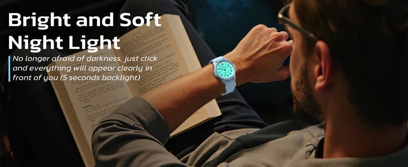 SOCICO Watch for Men Women Big Face Classic Analog Quartz Sports Backlight Unisex Waterproof Nurse Watch for Medical Army Military Time with Second Hand Easy to Read Casual Wristwatch