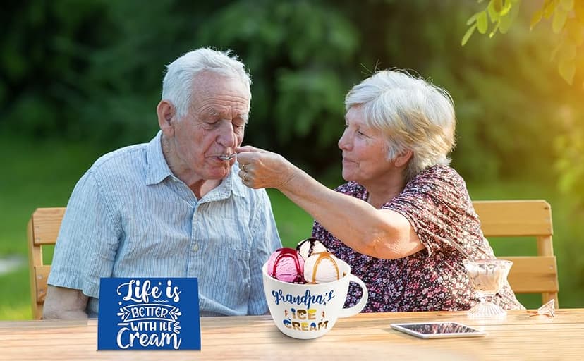 Grandpa Gifts, Grandpa Birthday Gift from Grandkids, Grandpa's Ice Cream Bowl Scoop Shovel Spoon Set, Grandpa’s Ice Cream Gift, Christmas Birthday Grandparents Day Present for Him Man