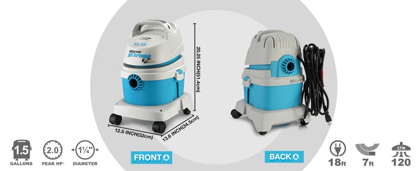 Shop-Vac 1.5 Gallon 2.0 Peak HP All Around EZ Wet/Dry Vacuum, Portable Compact Shop Vacuum, 3 in 1 Function with Wall Bracket & Multifunctional Attachments for Home, Apartment, Vehicles, 5895100