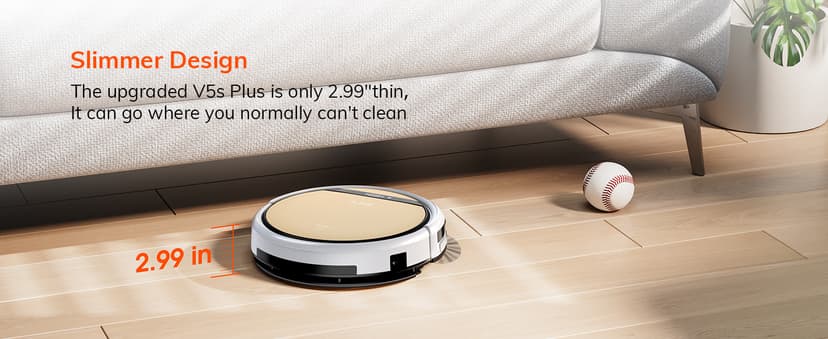 ILIFE V5s Plus Robot Vacuum and Mop Combo with Wi-Fi/App/Alexa, Automatic Self-Charging Robotic Vacuum Cleaner, Slim and Quiet, Cleans Hard Floors Carpets and Pet Hair (V5s Pro Upgrade Version)