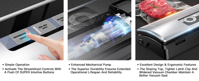 POTANE Precision Vacuum Sealer Machine, Powerful Pro Vacuum Food Sealer, 8-in-1 Easy Presets, 4 Food Modes, Dry&Moist&Soft&Delicate with Starter Kit, Compact Design(Silver)