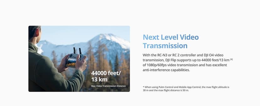 DJI Flip (RC-N3), Drone With 4K UHD Camera for Adults, Under 249 g, 3-Axis Gimbal Stabilization, 44000ft/13km Video Transmission, Palm Takeoff, Auto Return, 31-Min Flight Time, Intelligent Flight