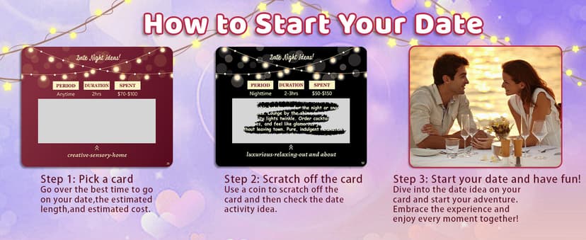 Christmas Romantic Gifts for Boyfriend Girlfriend,40 Scratch Off Date Night Ideas Card Games,Anniversary Couple Mens Gifts for Him,Her,Women,Men,Wife,Husband,Valentines Day,Wedding,Engagement