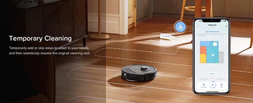 roborock Qrevo S5V Robot Vacuum and Mop, FlexiArm Edge Mopping, 12,000Pa Suction, Dual Zero-Tangle System, Smart Obstacle Avoidance, 10mm Mop Lifting, Auto Mop Washing&Drying, Self-Emptying&Refilling