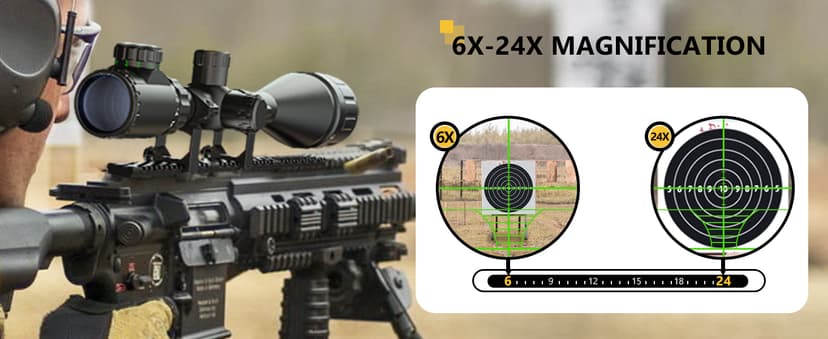 CVLIFE Rifle Scope 6-24x50 AO Red and Green Illuminated Long Range Scope for Hunting with Scope Rings