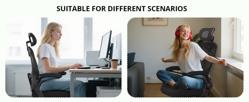 Office Chair Ergonomic Desk Chair, 330LBS Capacity, High Back Computer Chair with Lumbar Support, Flip-up Armrests Swivel Task Chairs for Long Hours Work