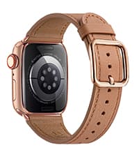 MNBVCXZ Leather Bands Compatible with Apple Watch Band Women, Womens Genuine Replacement Strap for iWatch Series 11 10 9 8 7 6 5 4 3 2 1 SE 3 SE 2 SE (42mm 41mm 40mm 38mm, Pink Sand/Rose Gold)