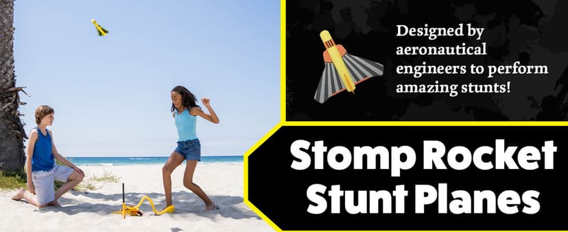 Fun Outdoor Toys for Boys & Girls, Ages 3 & Up - Soft Foam Blaster Set Soars Up to 100ft - STEM Toys for Outside & Backyard Stomp Rocket Jr Multi-Color Rocket Launcher for Kids, 8 Rockets B00G466HBU