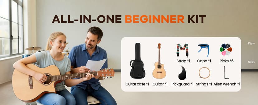 CAHAYA Acoustic Guitar Beginner Set - 41" Full Size Spruce Top Mahogany Body with Okoume Neck Rosewood Fingerboard, GA Cutaway Design, Balanced Rich Tone with Gig Bag, Strap, Capo, Strings & Picks