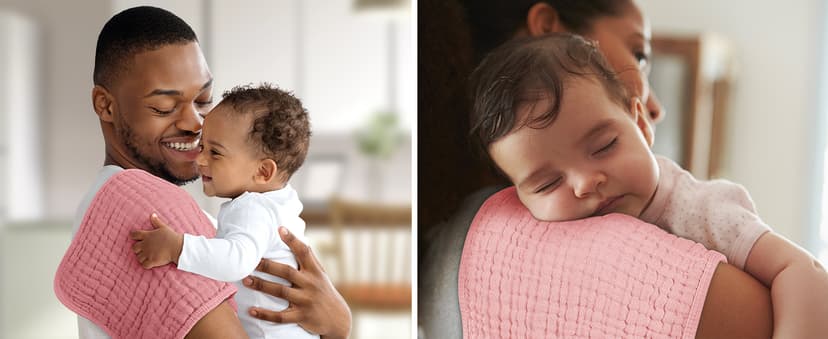 Looxii Muslin Burp Cloths Baby Girl 6 Pack - 20" x 10" - Ultra Soft & Absorbent, 6-Layer 100% Cotton for Spit Up & Drool- Gentle Baby Burping Cloth, Newborn Essentials Shower Gift Girl, Gradient Pink