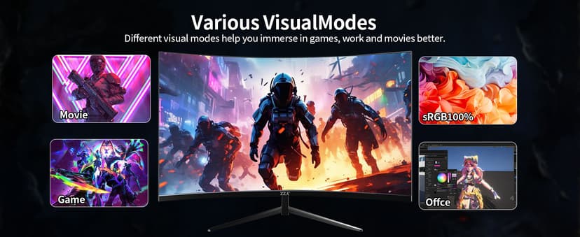 ZZA 32 Inch Curved Gaming Monitor, QHD 2560x1440, Ultra 300Hz & 240Hz Refresh Rate, Computer Monitor VA Panel,1500R, 1ms, HDR, AMD FreeSync Premium, NVIDIA G-SYNC Compatible
