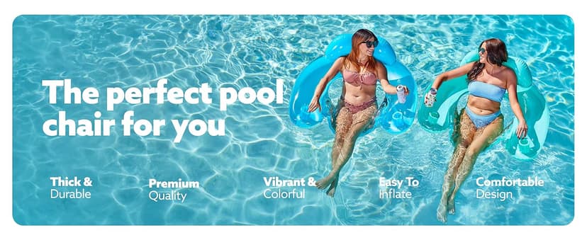 SLOOSH Inflatable Pool Floats Adult,2 Pack Pool Chairs with Cup Holders,Blow up Floats Chair,Hammock Noodle Mat for Relaxing Summer Water Fun Swimming Party Beach