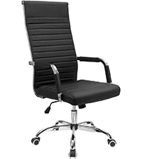 Furmax Ergonomic Office Desk Chair, Executive Ribbed Mid-Back PU Leather Conference Room Chair Adjustable Swivel Chair with Arms (1, White)
